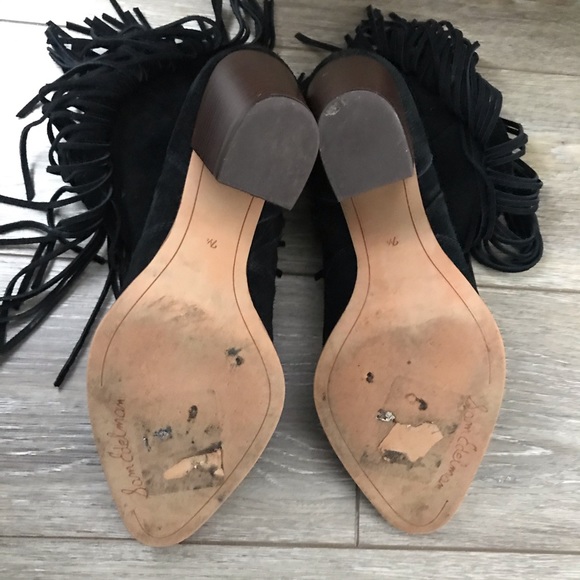 Sam Edelman Black Fringe Boots / Heels - Picture 2 of 4